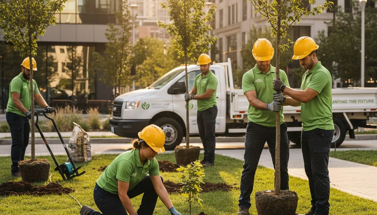 Arborists planting new trees in Atlanta GA for Chop Chop Tree professional tree planting service