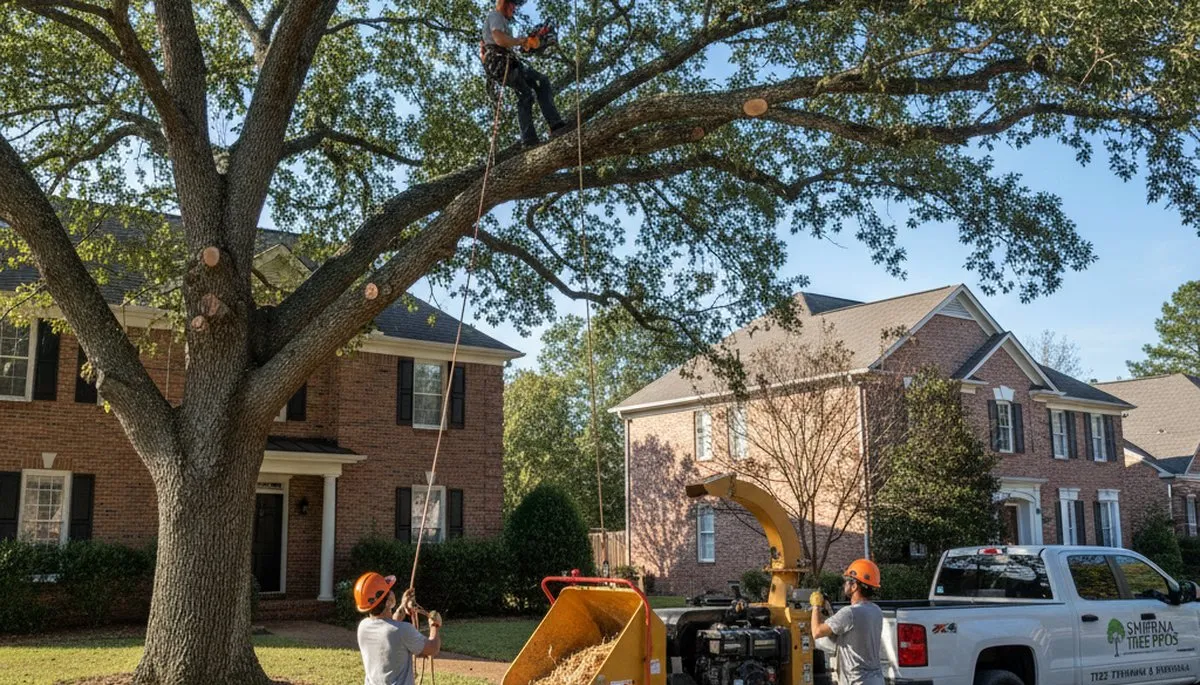 Professional tree removal service in Atlanta GA safely clearing residential property trees