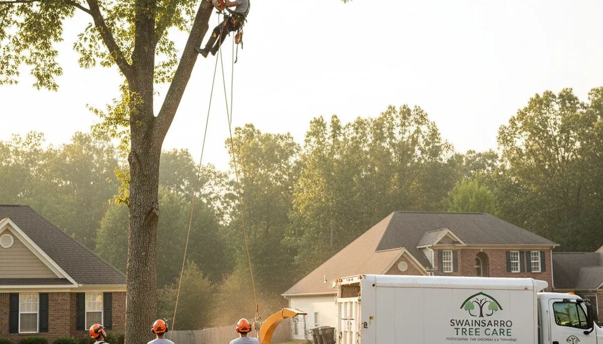 Professional tree removal service in Atlanta GA by certified arborists clearing residential property